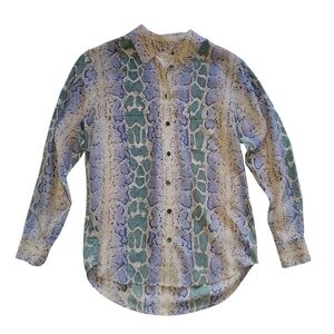 XS Equipment Femme Signature Silk Shirt NWOT Snakeskin Print Blouse